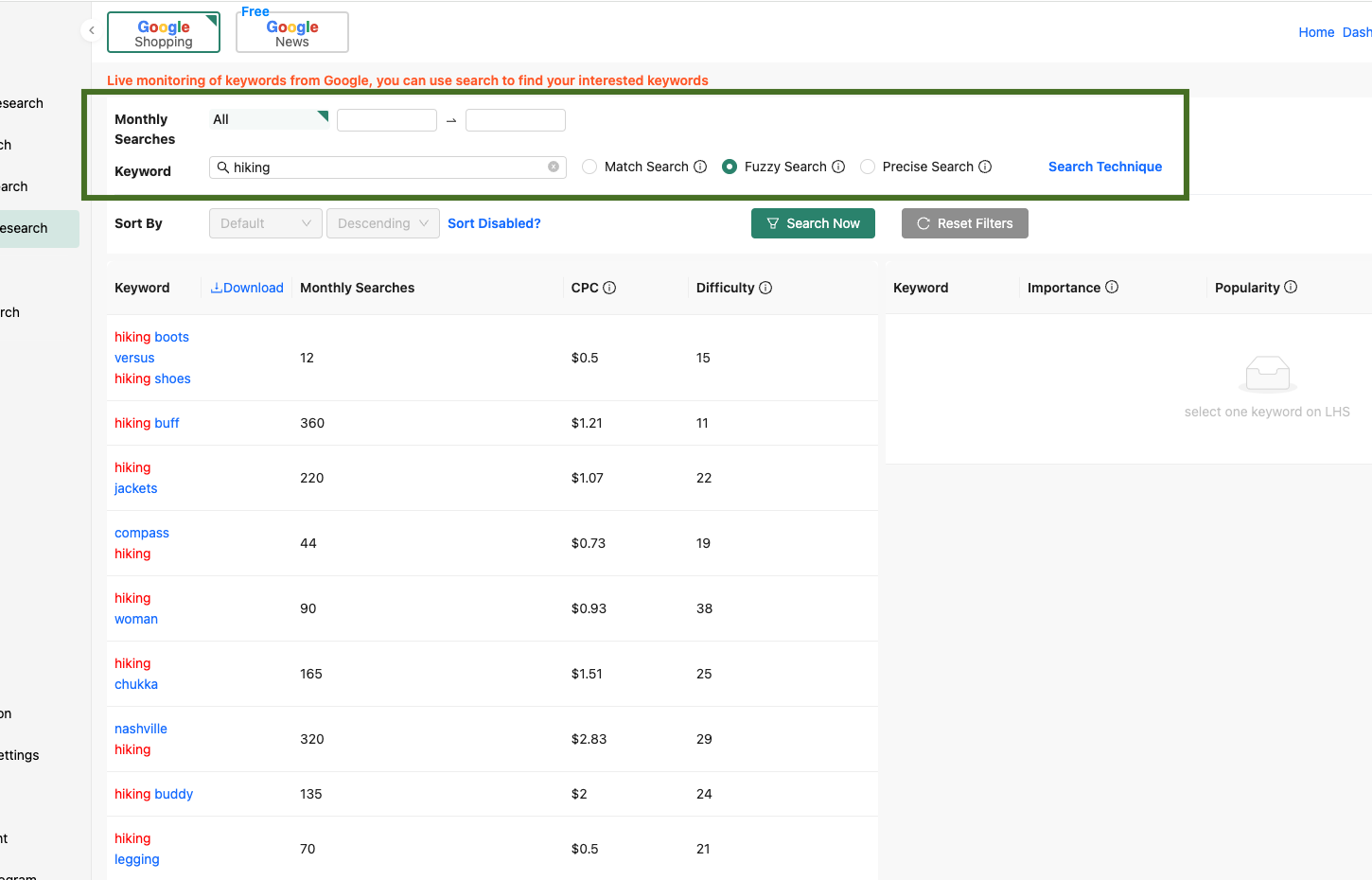 Find E-Commerce Keywords Using Advanced Filters and AI-Powered Keyword Search!